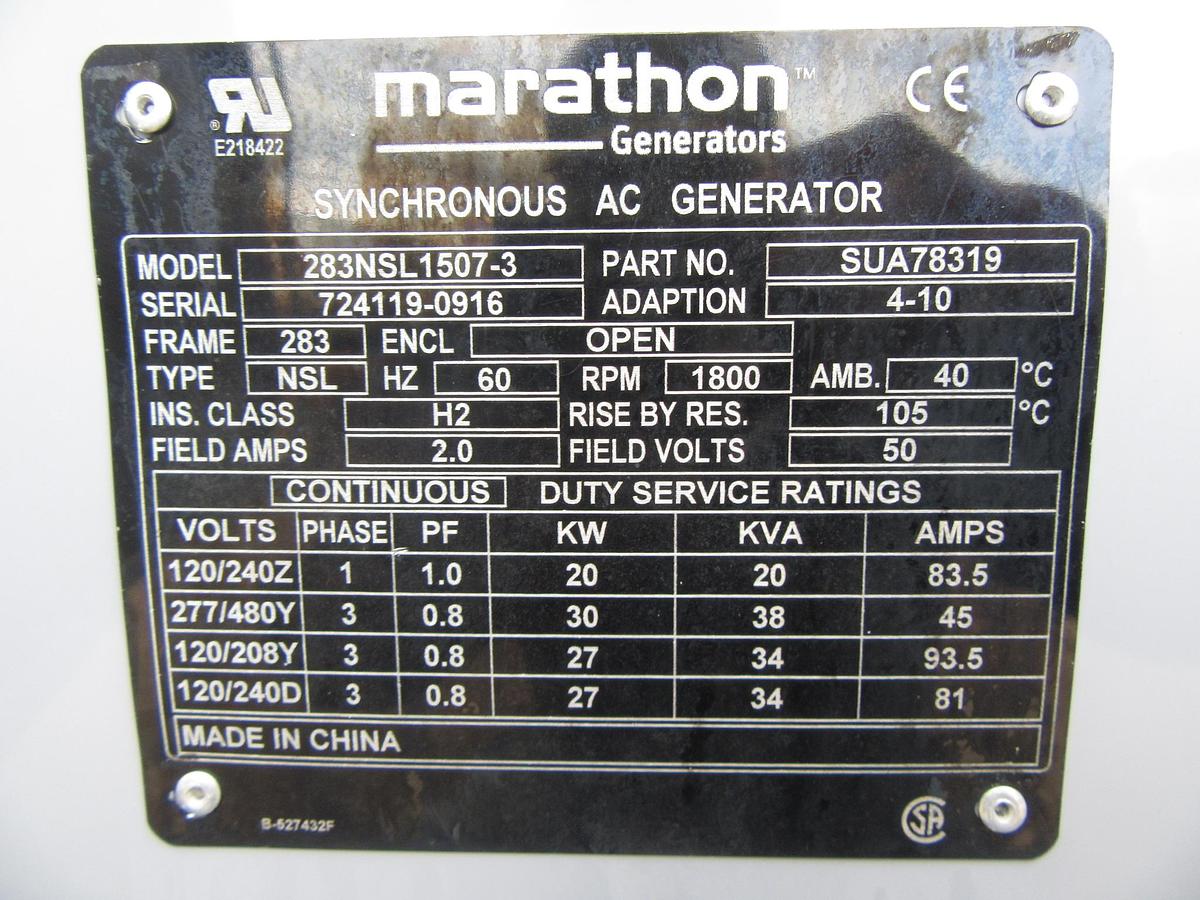 Used 20 KW DIESEL GENERATOR MTU 120/240 V 4LE1 ISUZU SOUND ENCLOSED 48 HRS  VIDEO