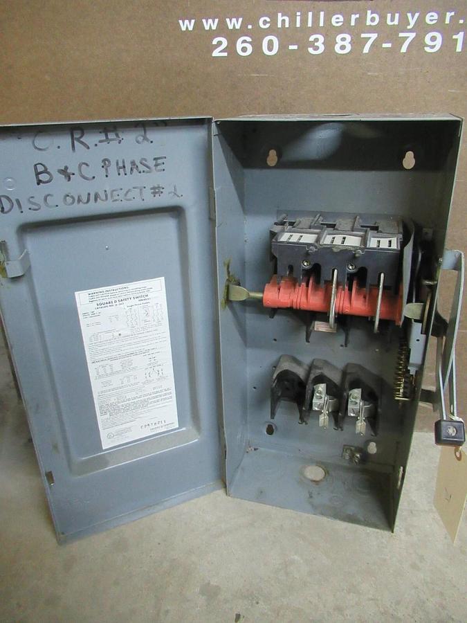 Used SQUARE D SAFETY SWITCH H-363 TYPE 1 ENCLOSURE 100 AMP 75 HP 600 VAC 2-POLE