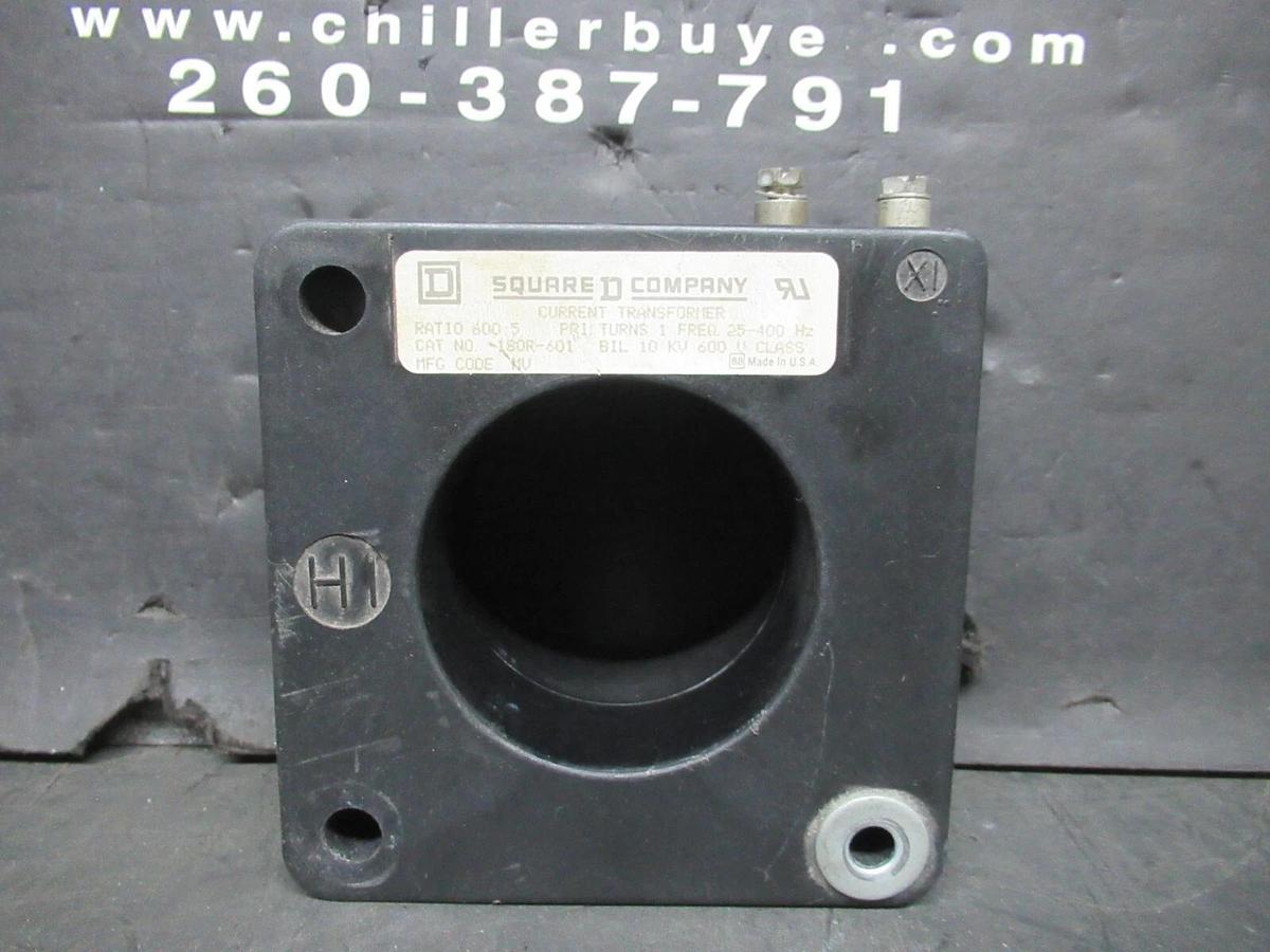 Used SQUARE D CURRENT TRANSFORMER 180R-601 RATIO: 600:5 25-400 HZ 10 KV 600 VOLT