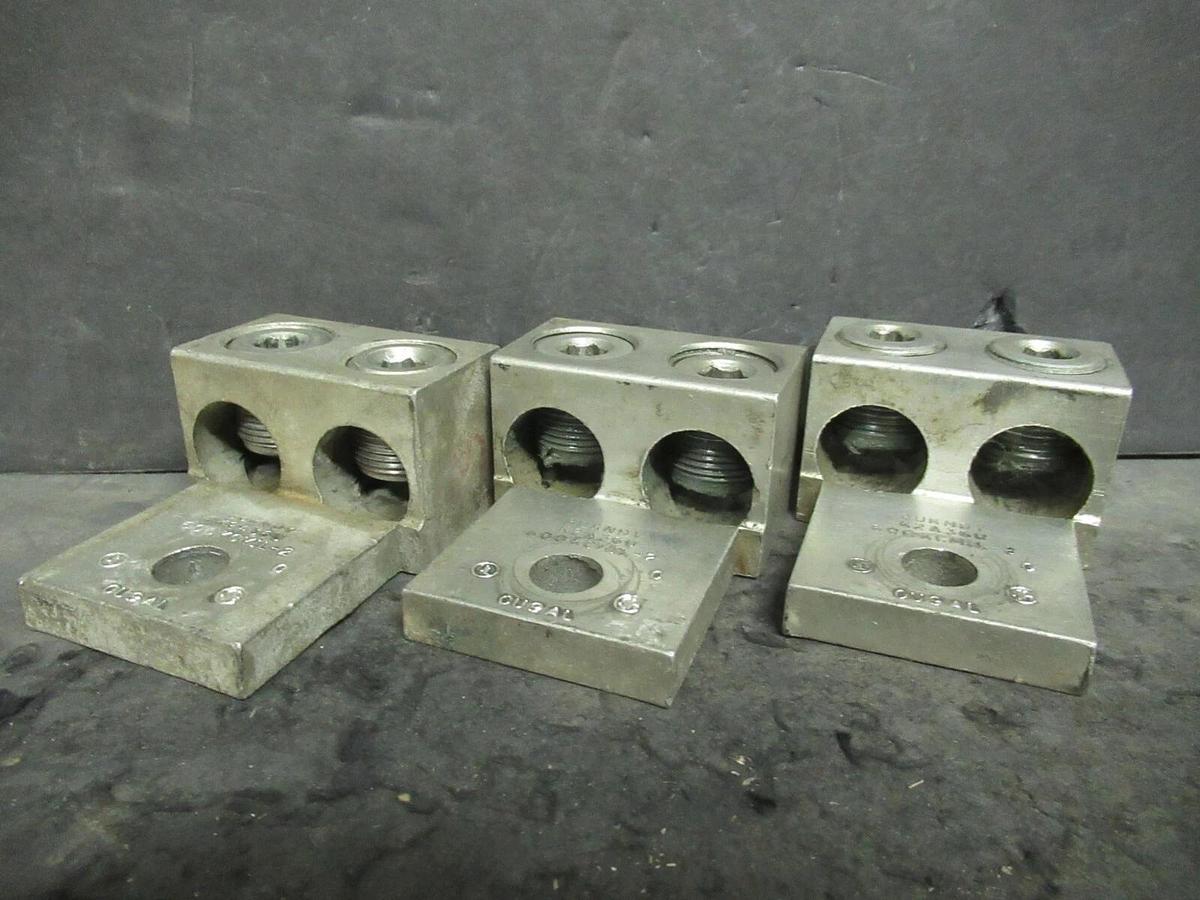 Used (3) QTY BURNDY K2A36U 2 (DOUBLE) BARREL MECHANICAL CONNECTOR LUG TAP 600MCM - 2