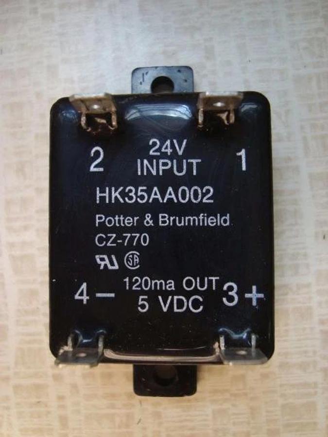 Used POTTER & BRUMFIELD RELAY HK35AA002 INPUT: 24 VAC OUTPUT: 5 VDC 120 mA