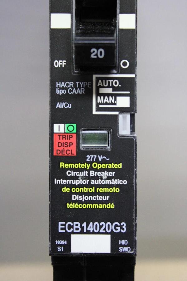 Used SQUARE D POWERLINK CIRCUIT BREAKER ECB14020G3 20 AMP 480/277 VAC 1-POLE