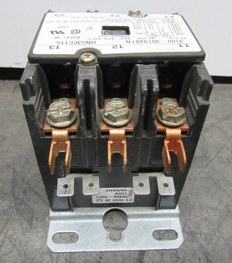 Used PRODUCTS UNLIMITED CONTACTOR 3100-30T928TN HN53CC115 600 VAC 30 AMP COIL: 120 V