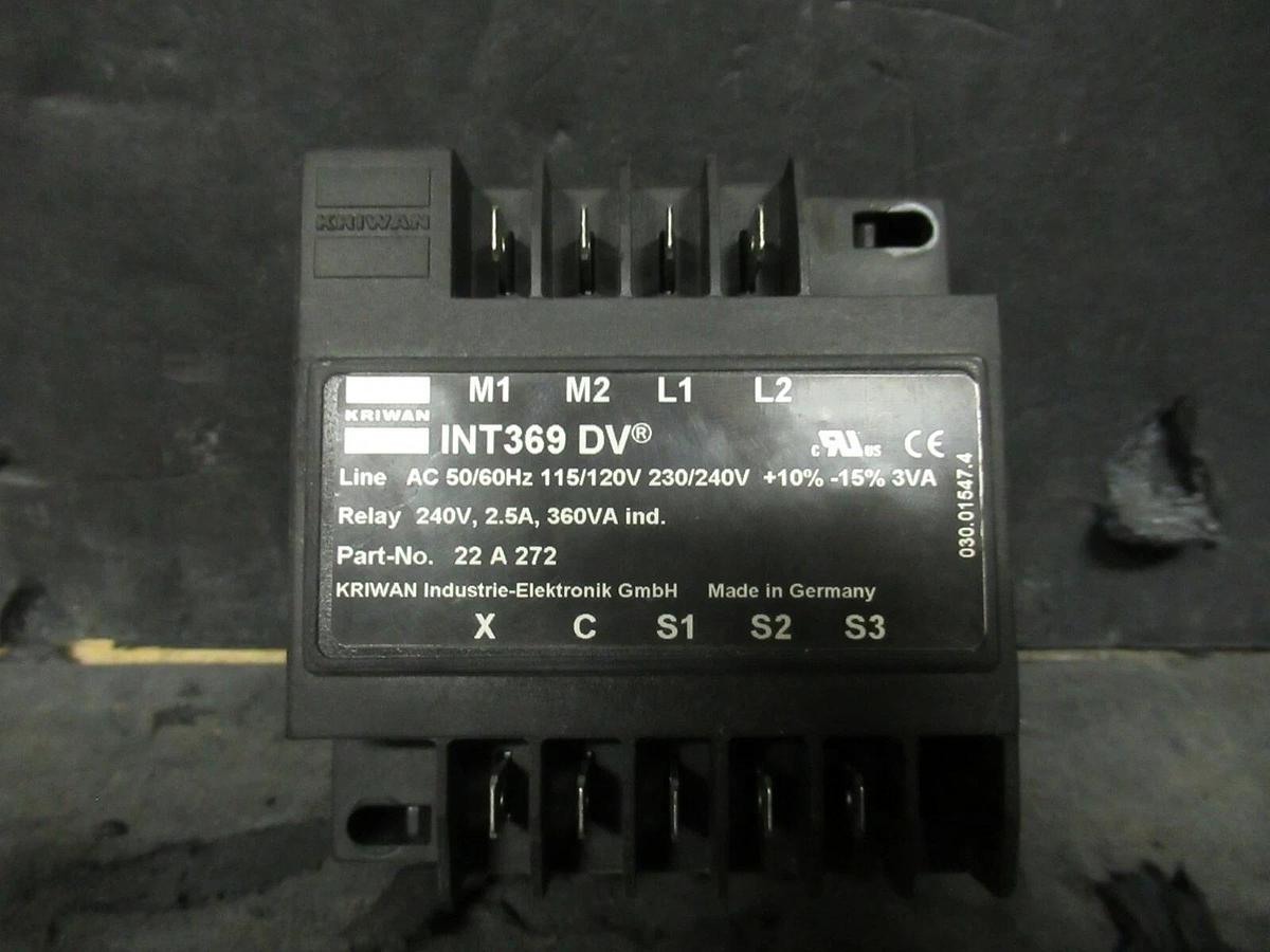 Used KRIWAN INT369 DV MOTOR PROTECTOR RELAY 120 / 240 VAC 1PH 60 HZ PART NO. 22 A 272