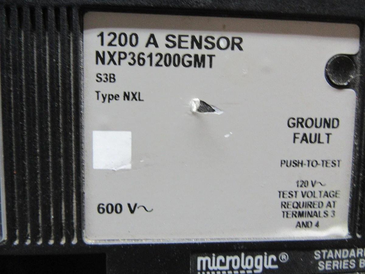 Used SQUARE D CIRCUIT BREAKER NXP361200GMT 1200 AMP 600V W/ ARP100 AND GROUND FAULT
