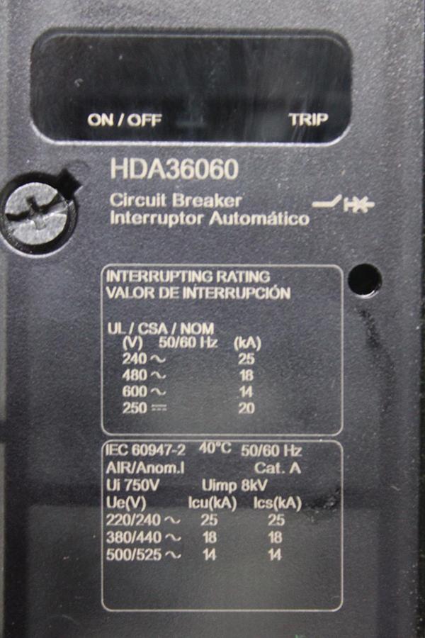 Used SQUARE D I-LINE CIRCUIT BREAKER FA34040 40 AMP 600 VOLT 3-POLE