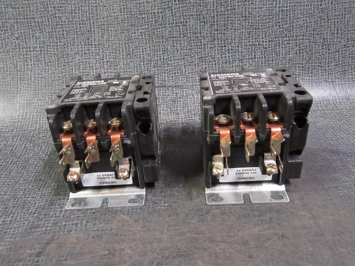 Used (1) SIEMENS CONTACTOR W/ AUX 42AF35AJASM 25 AMP 600V 3 PHASE 10 HP 24V COIL
