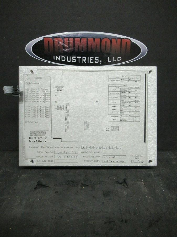 Used BENTLY NEVADA 6 CHANNEL TEMP. MONITOR 81672-01 REV. E 3300/35-02-02-00-00-00