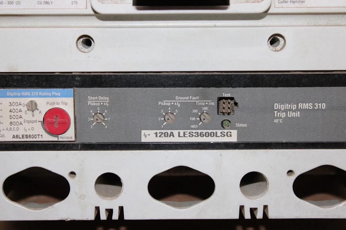 Used CUTLER HAMMER CIRCUIT BREAKER HLD3600F 600 AMP FRAME 120 AMP TRIP 600 VAC 3-POLE