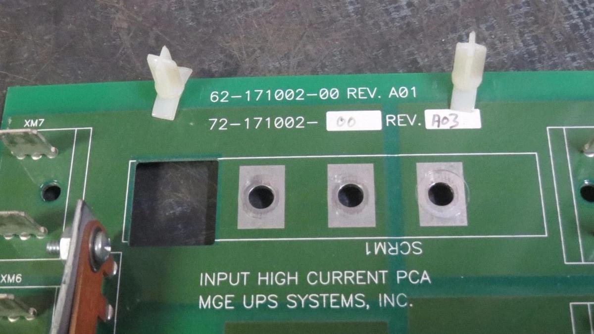 Used MGE UPS SYSTEMS INPUT HIGH CURRENT PCA MODEL: 62-171002-00 ; 72-171002-00