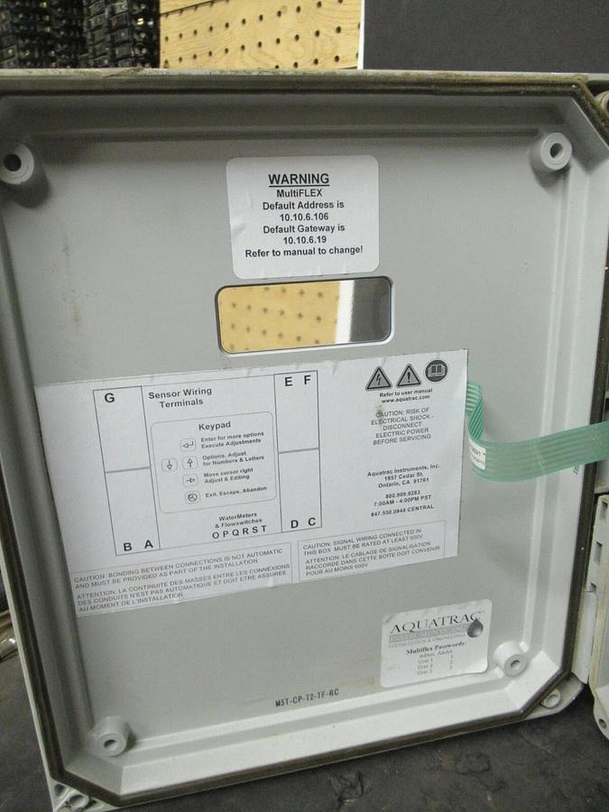 Used AQUATRAC INSTRUMENTS MULTIFLEX COOLING TOWER CONTROLLER M5T-CP-T2-TF-RC DRIVE