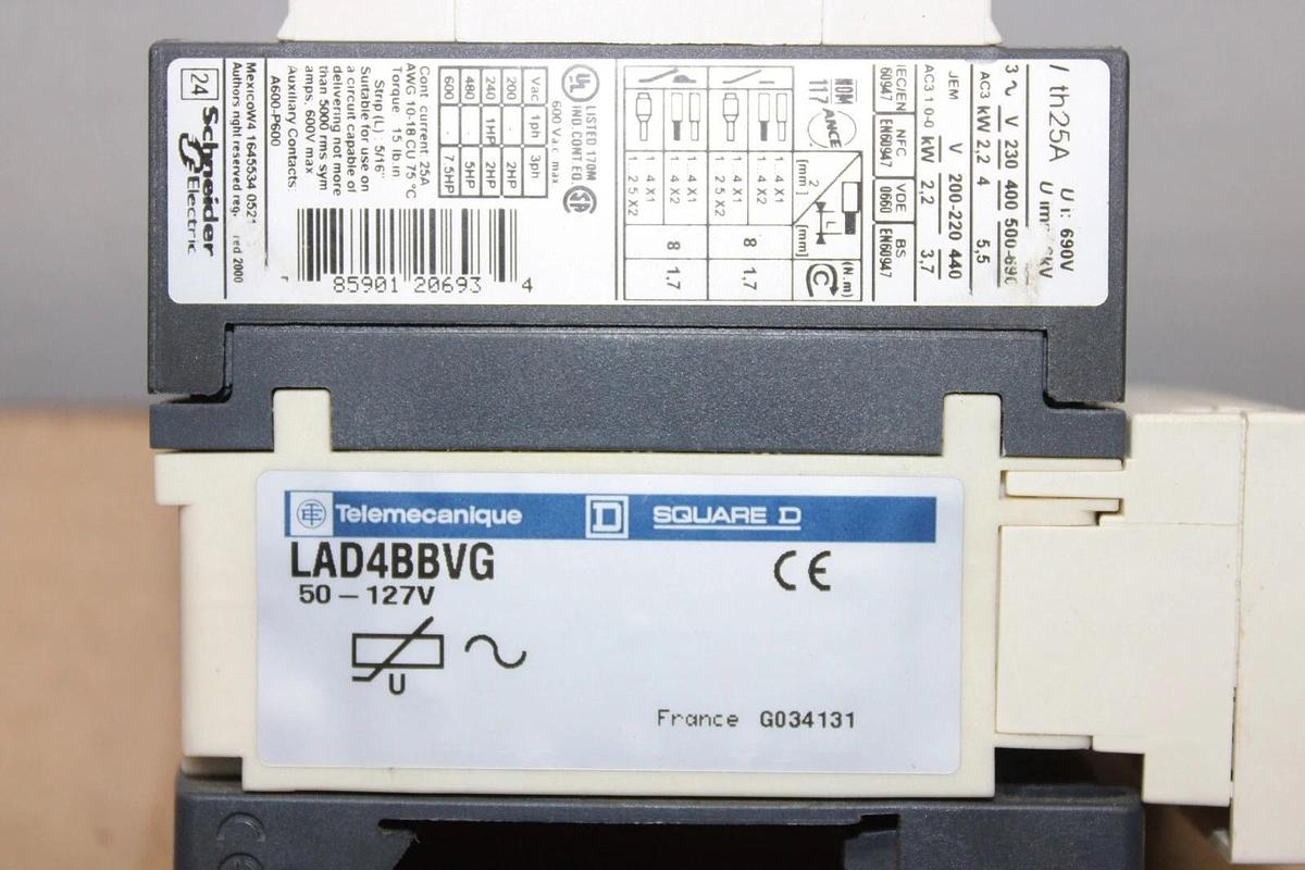 Used TELEMECANIQUE CONTACTOR LC1D09 600 VAC 25 AMP 7.5 HP **WARRANTY**