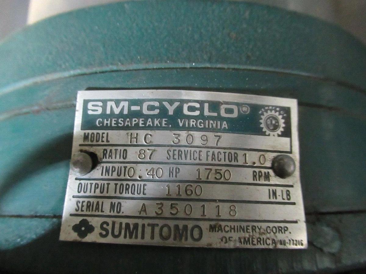 Used BALDOR 3-PHASE 56C MOTOR AND GEARBOX CM3542 W/ SUMITOMO HC-3097 3/4 HP 460 VOLT