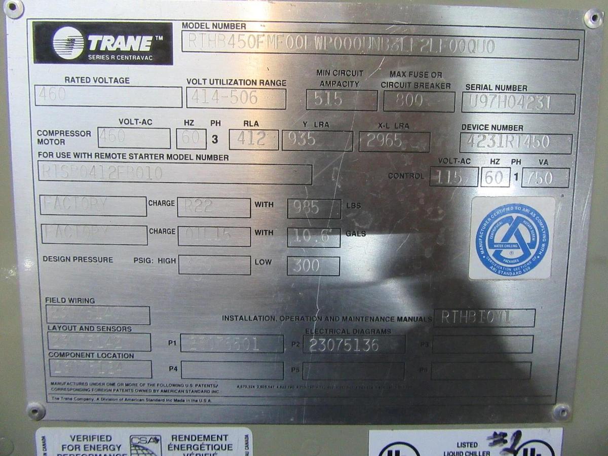 Used TRANE R CENTRAVAC RETROFIT CHILLER CONTROL KIT TRACER ADAPTIVIEW RCRAB002AA