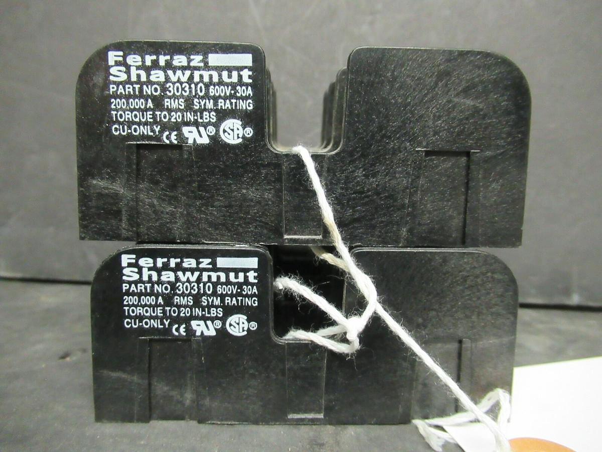 Used 2 PACK FERRAZ SHAWMUT FUSE LUG SET 30312 600 VOLTS 30 AMP **WARRANTY INCLUDED!**