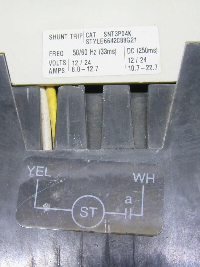 Used CUTLER HAMMER DC CIRCUIT BREAKER HKDDC3400F 400A 600 VDC 3-POLE W/ AUX & SHUNT