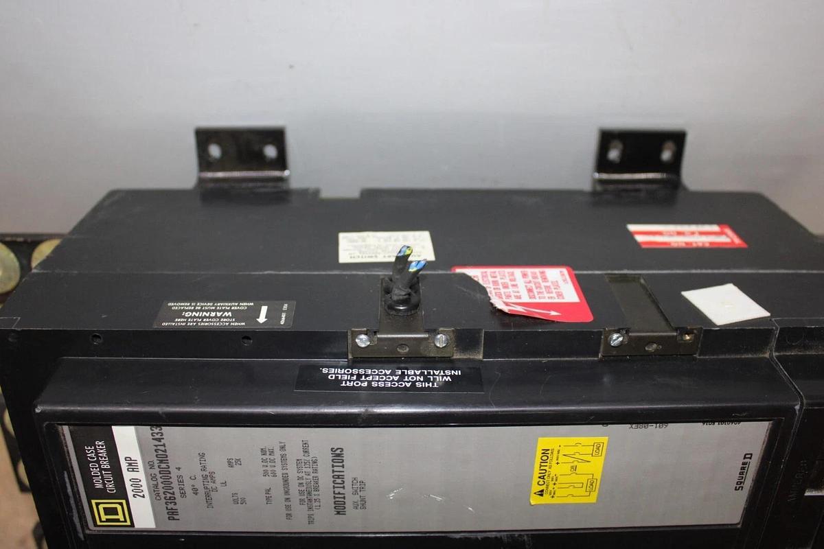 Used SQUARE D DC CIRCUIT BREAKER PAF362000DCM021433 W/ AUX. SWITCH & SHUNT TRIP