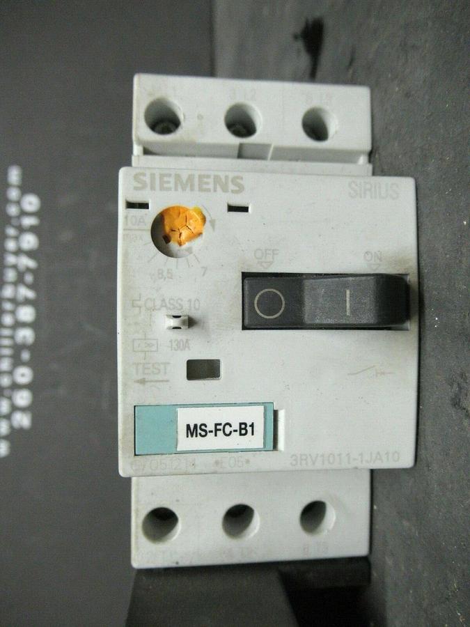 Used SIEMENS MANUAL MOTOR START 3RV1021-1KA10 600 VAC 12 AMP 10 HP