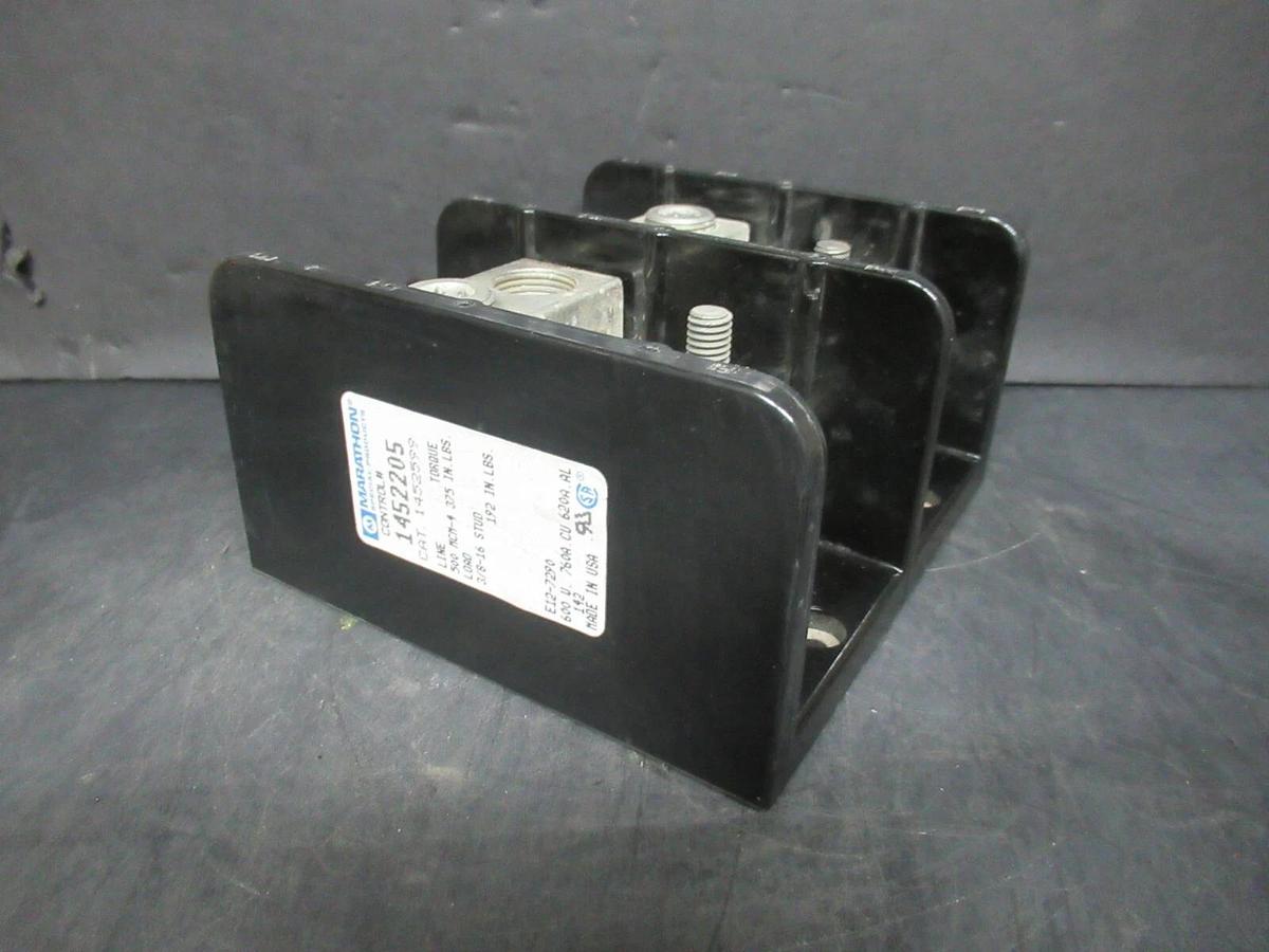 Used MARATHON TWO POLE POWER DISTRIBUTION BLOCK 1452205 1452599 600 VOLT 760 AMP