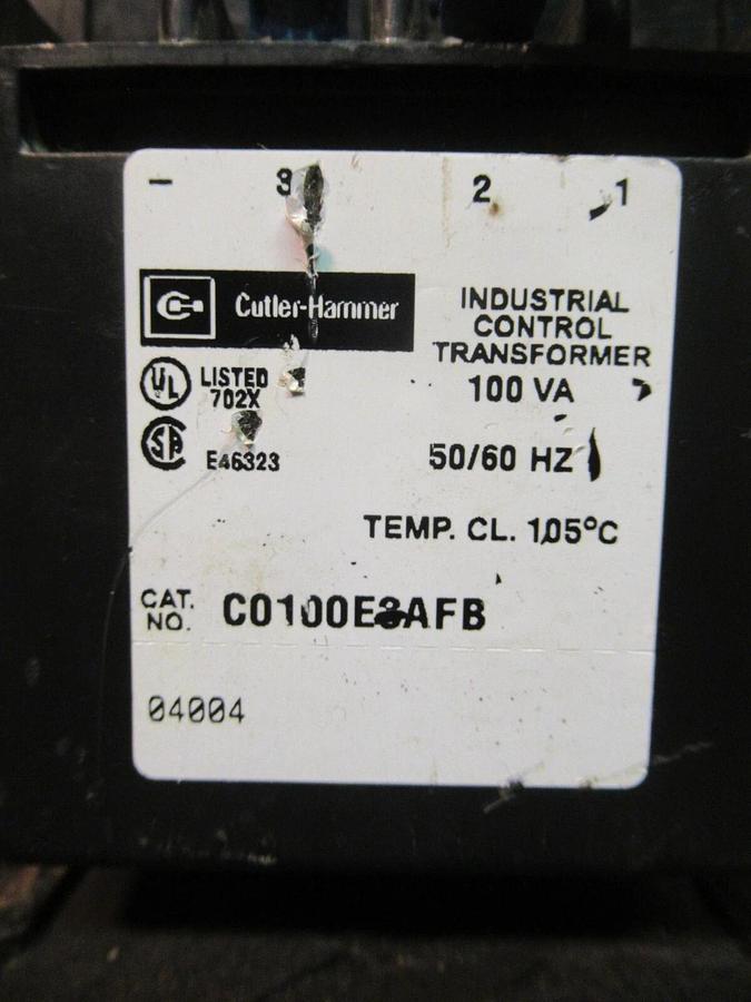 Used 0.01 KVA (10 VA) CUTLER HAMMER CONTROL TRANSFORMER 277/208 V 120 V C0100E3AFB