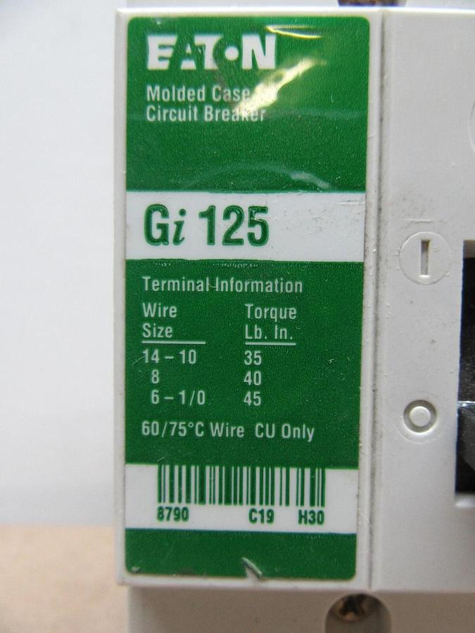 Used CUTLER HAMMER CIRUIT BREAKER GI 125 125 AMP 3-POLE 480/277 VAC **WARRANTY**