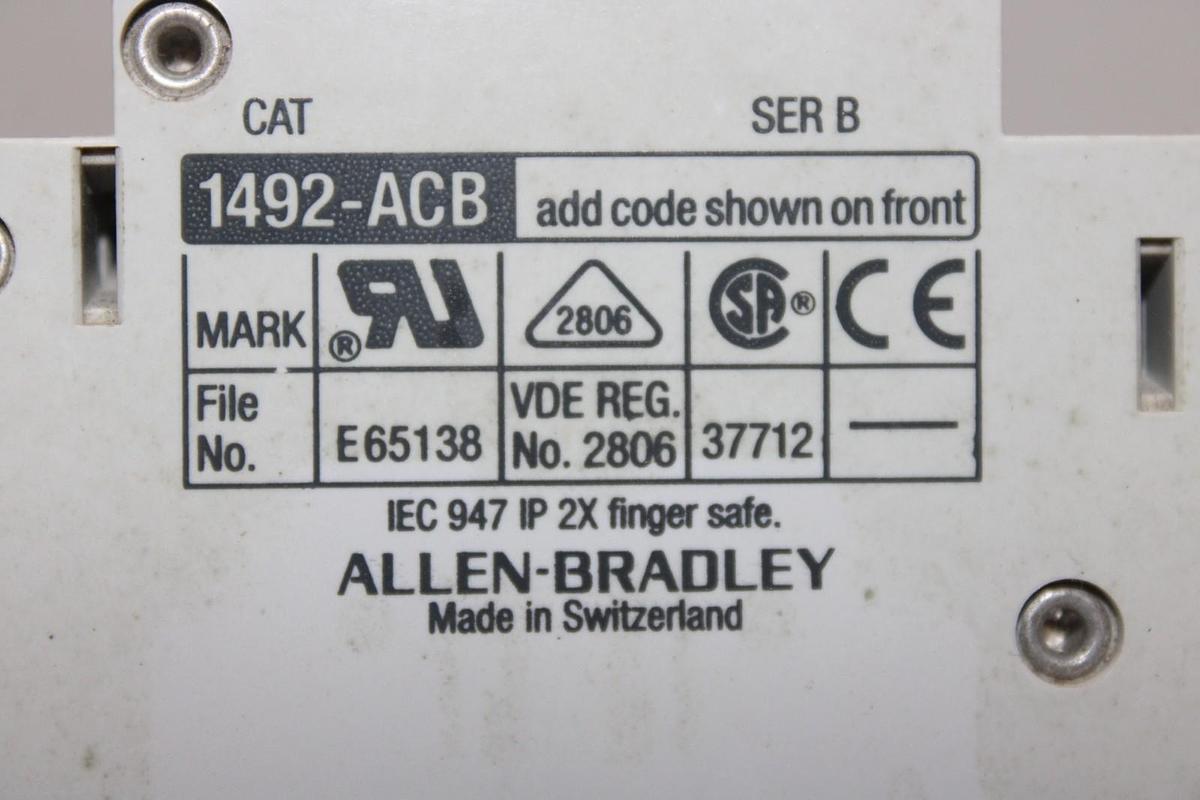 Used ALLEN BRADLEY CIRCUIT BREAKER 1492-ACB 277 VAC 6 AMP 2-POLE