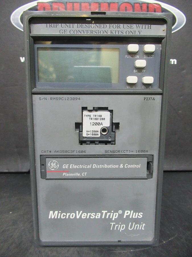 Used GE MICROVERSATRIP PLUS TRIP UNIT FOR CONVERSION KIT AKO50C3F1606 1200 AMP TRIP