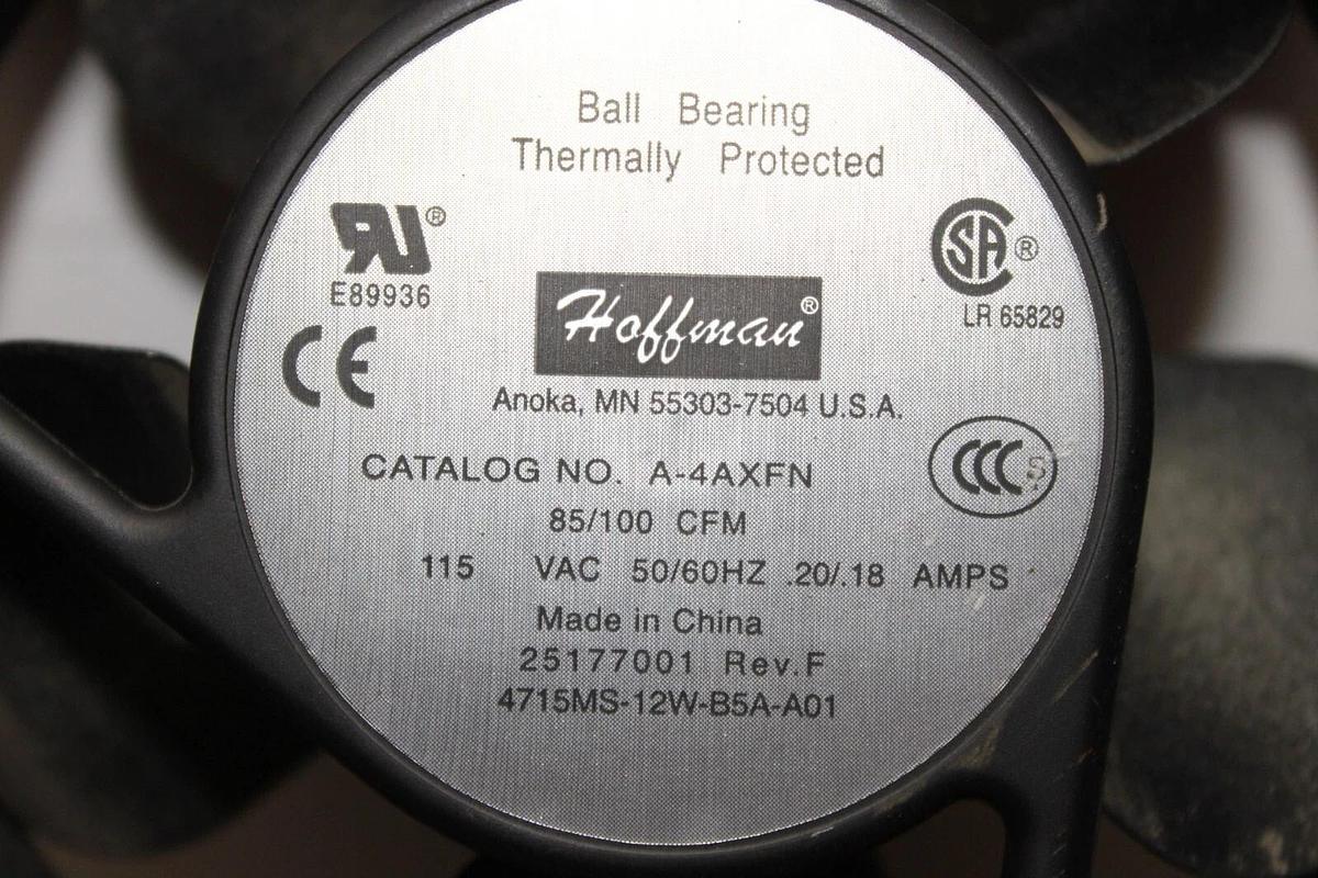 Used HOFFMAN COOLING FAN A-4AXFN 4715MS-12W-B5A-A01 85/100 CFM 115 VAC 0.2 AMP