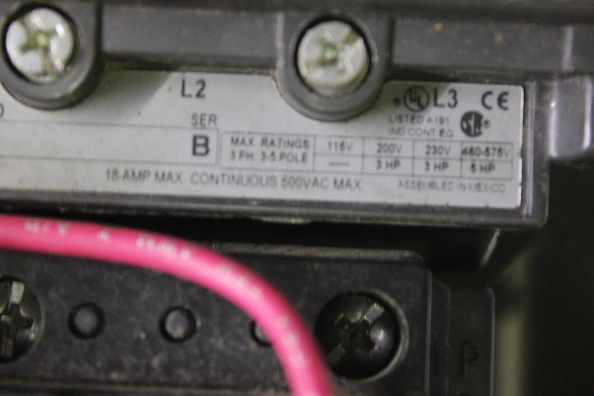 Used ALLEN BRADLEY NEMA STARTER 509-AOD SIZE 0 18 AMP 600 VOLT 3-PHASE 5 HP