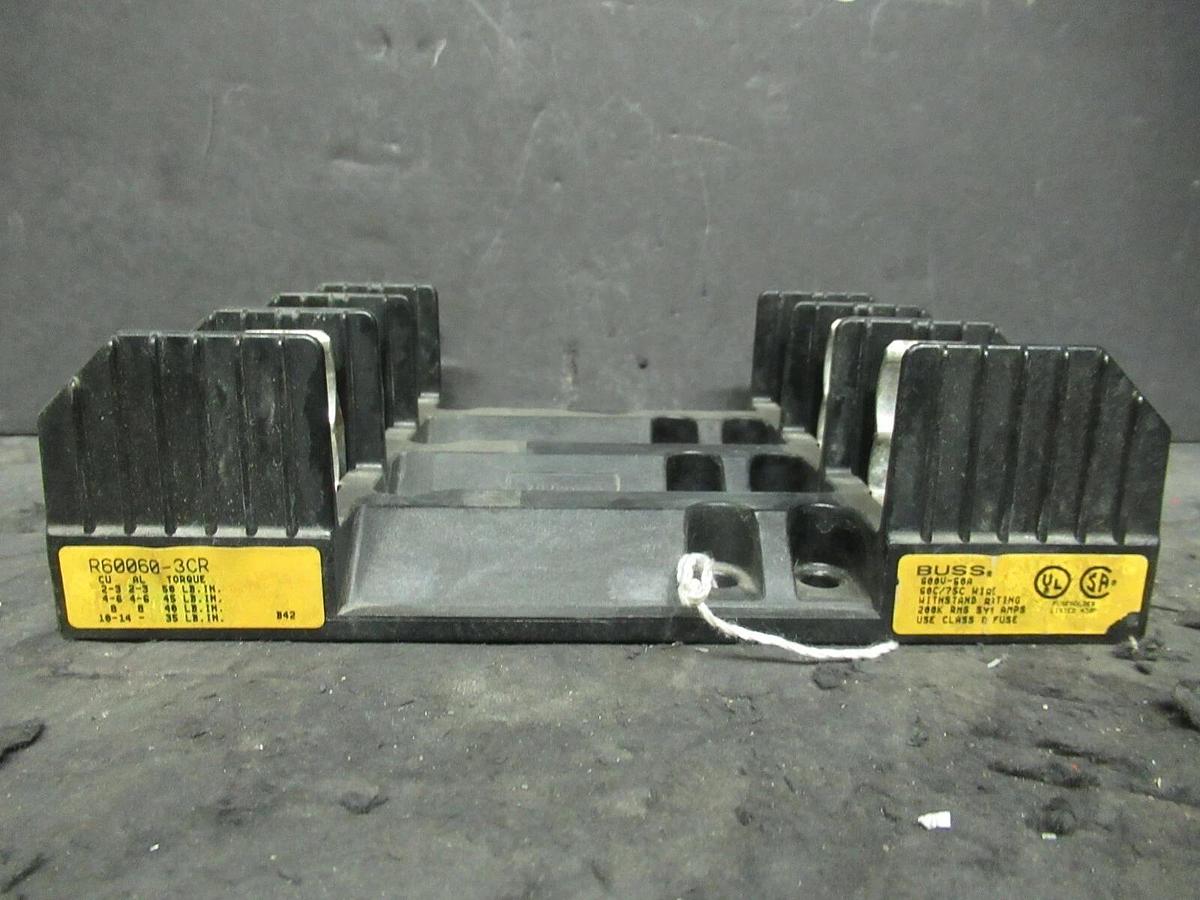 COOPER BUSSMANN 60 AMP 600 VAC FUSEHOLDER R60060-3CR CLASS R FUSE BLOCK EATON