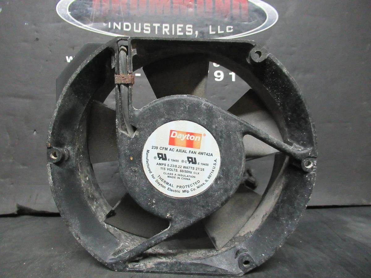 Used DAYTON AC AXIAL COOLING FAN 4WT42A 239 CFM 0.23 AMP 27 WATT 115 VOLT 3200 RPM
