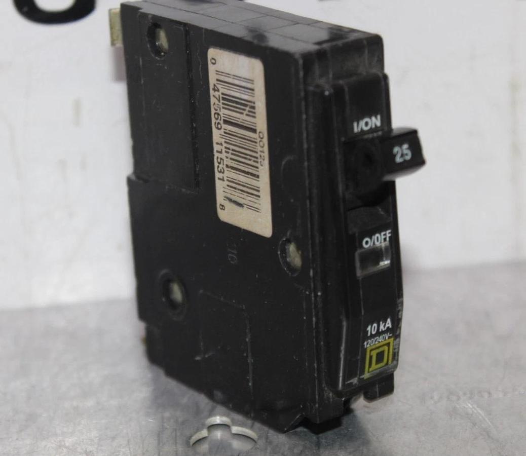 Used SQUARE D SINGLE POLE QO CIRCUIT BREAKER DP-3935 QO12025 25 AMP 240 VAC 1-POLE