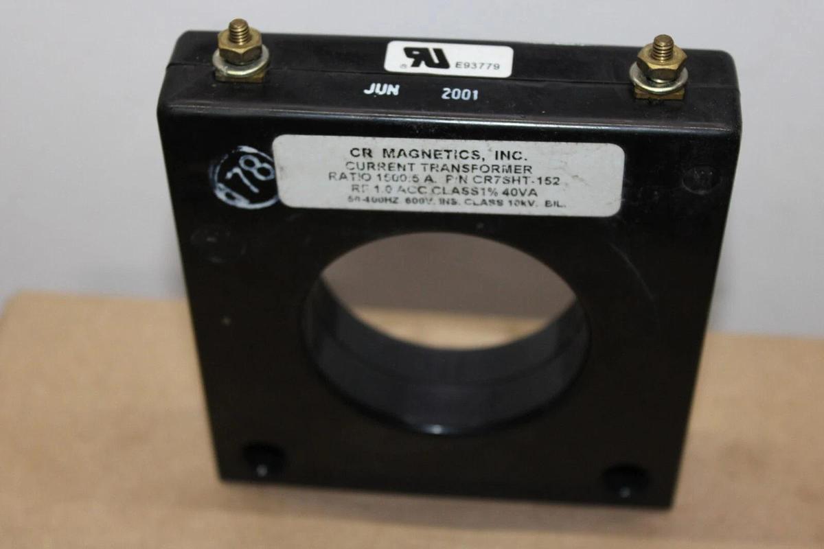 Used CR MAGNETICS CURRENT TRANSFORMER CR7SHT-152 1500:5 40 VA 50-400 HZ 600 VOLT