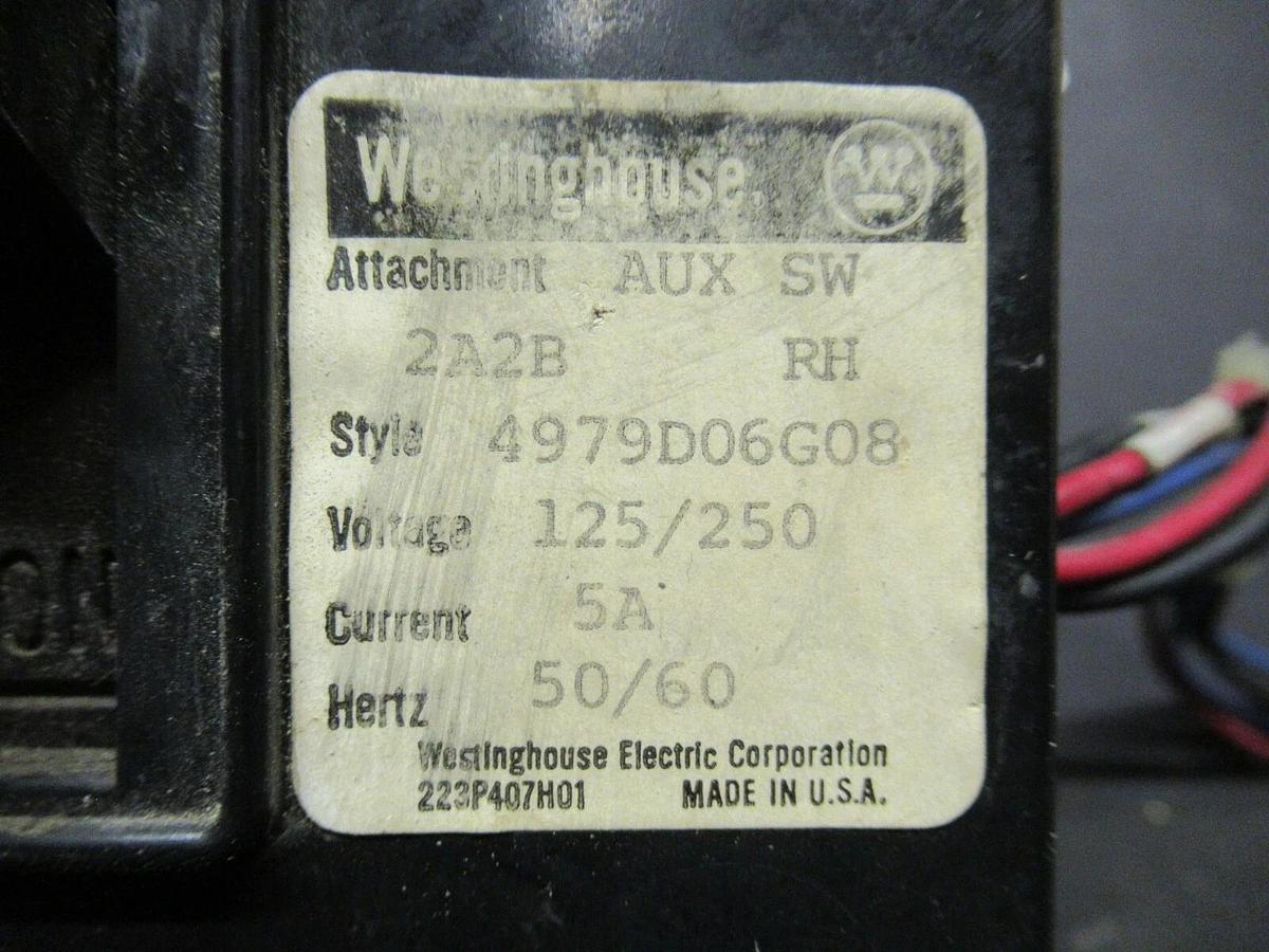 Used 3 AMP WESTINGHOUSE BREAKER MCP0322R 3 POLE 600 VAC W/ TOP & BOTTOM LUGS & AUX