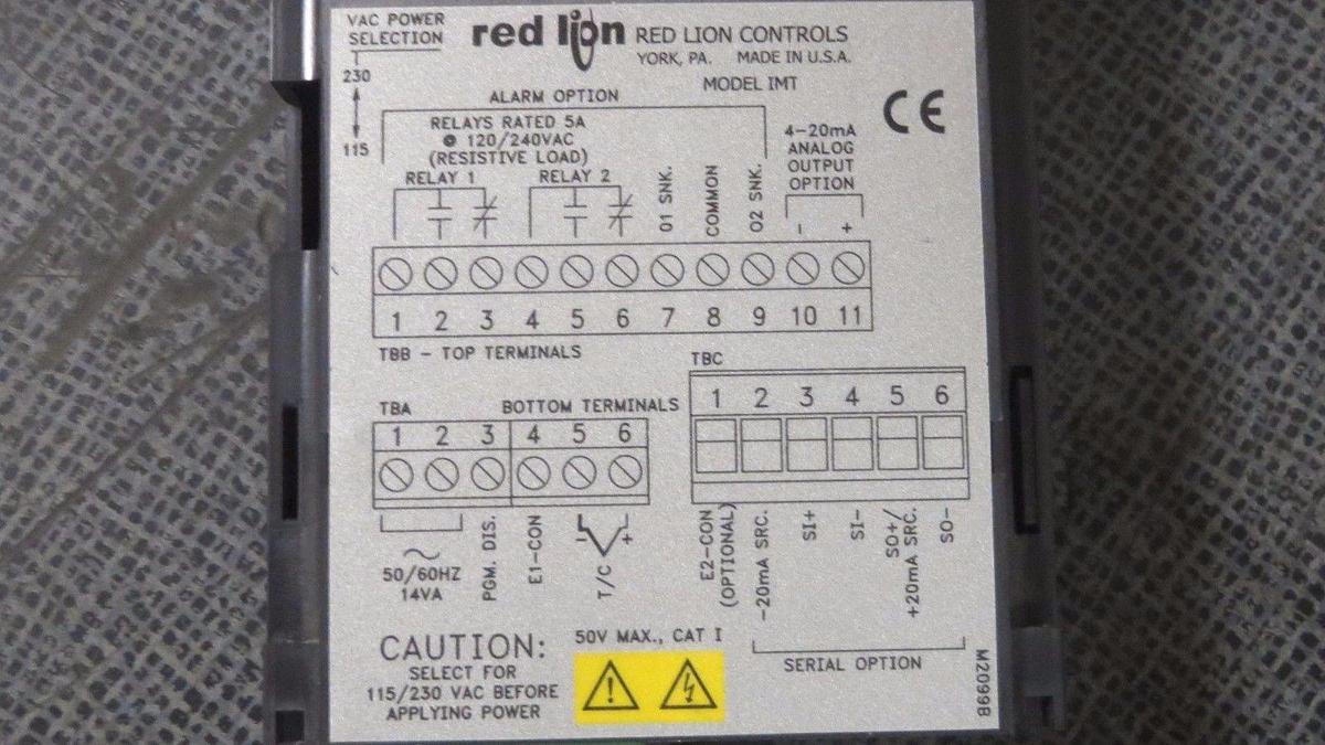 Used RED LION CONTROLS THERMOCOUPLE METER 115/230 VAC  MODEL:  IMT02060 **WARRANTY**