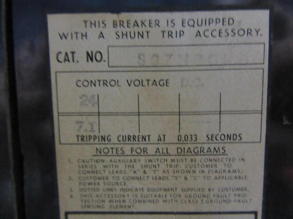 Used ITE CIRCUIT BREAKER KP3-F120 1200 AMP 600 VAC 3-POLE W/ SHUNT TRIP