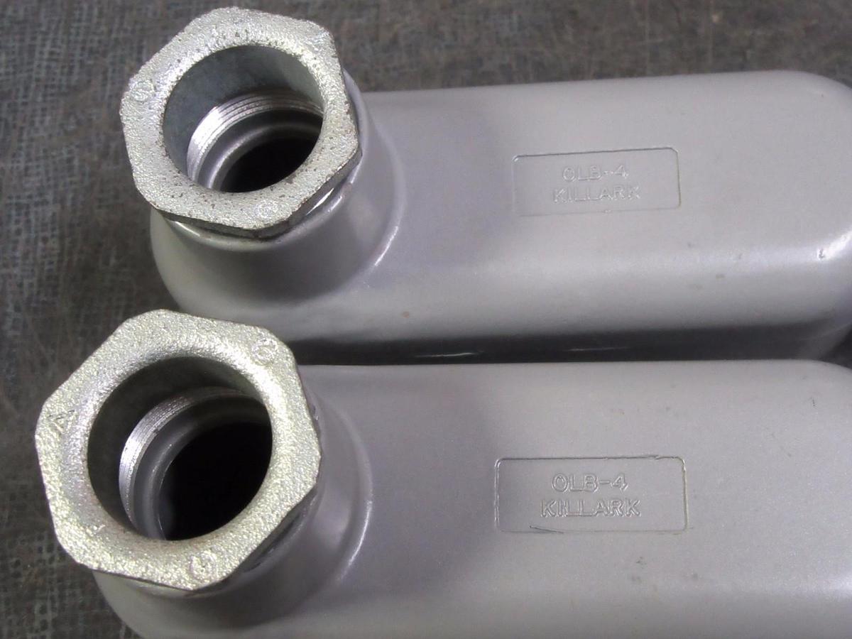 Used (1) KILLARK CONDUIT BODY WITH COVER & BUSHINGS 1 1/4" 28.8 CU" # OLB-4 ; OL-450