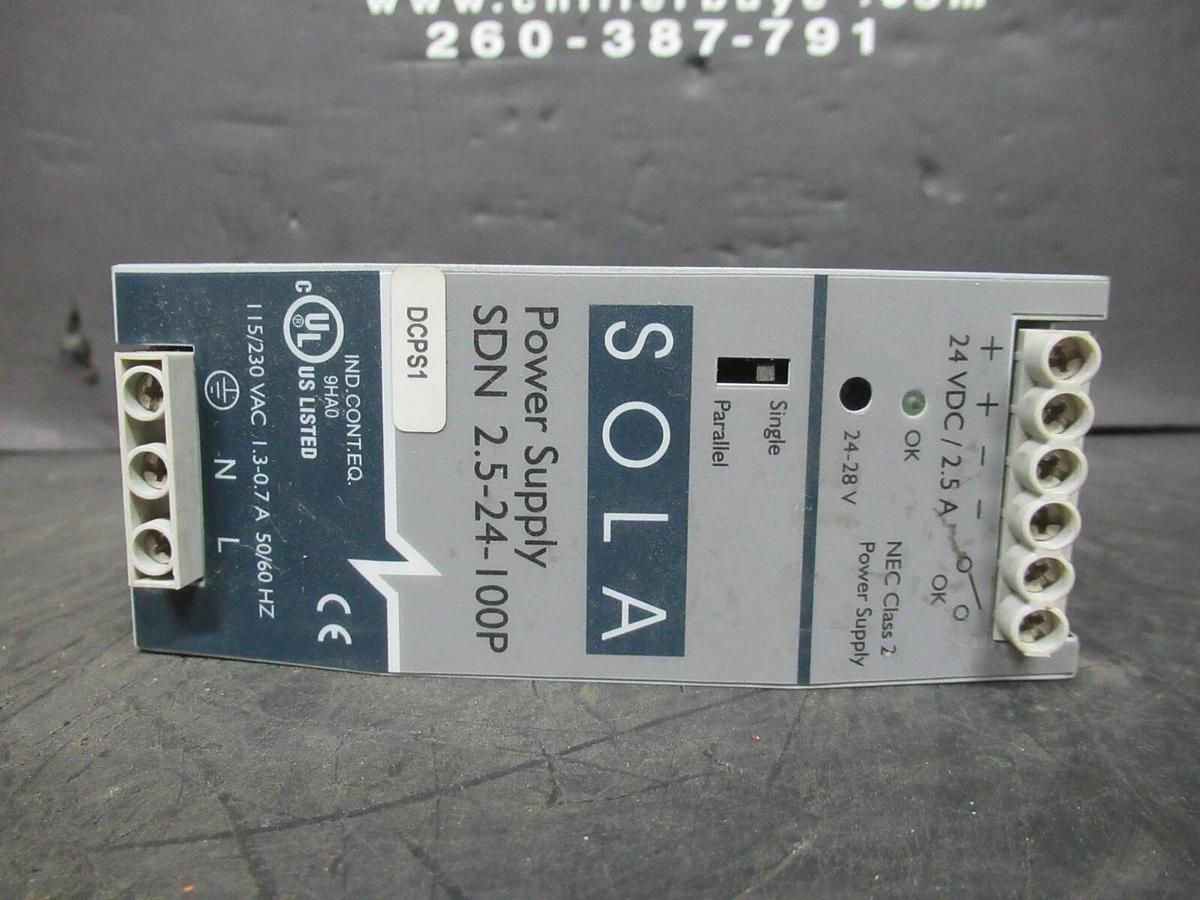 Used SOLA POWER SUPPLY 2.5-24-100P 115/230 VAC 1.3-0.7 AMP 50/60 HZ **WARRANTY**