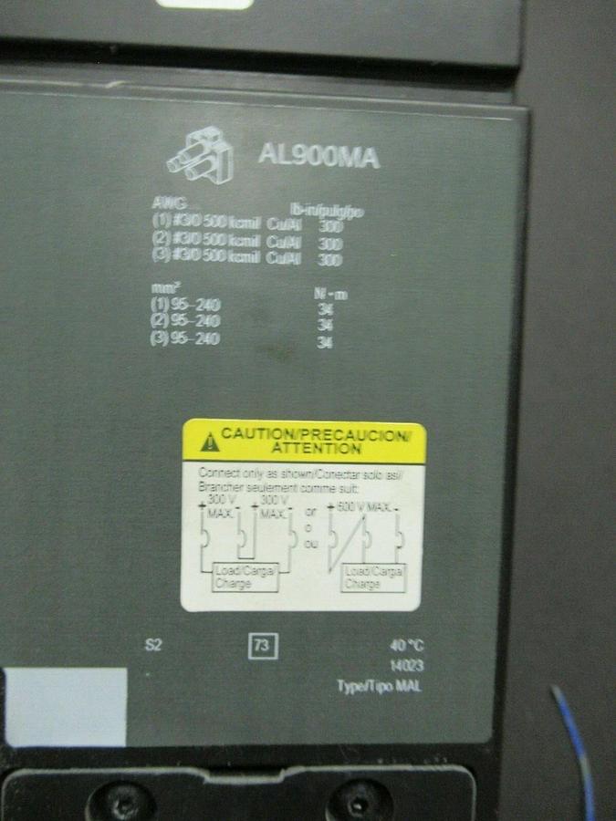 Used SQUARE D DC CIRCUIT BREAKER MHL3650032DC1625 500 AMP 600 VDC W/ UVR & AUX SWITCH