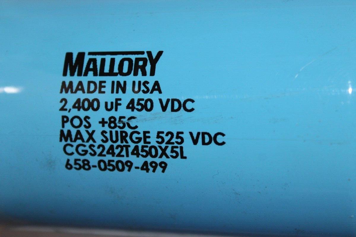 Used LOT OF 2 MALLORY CAPACITOR 2400 uF 450 VDC CGS242T450X5L 658-0509-499 *WARRANTY*