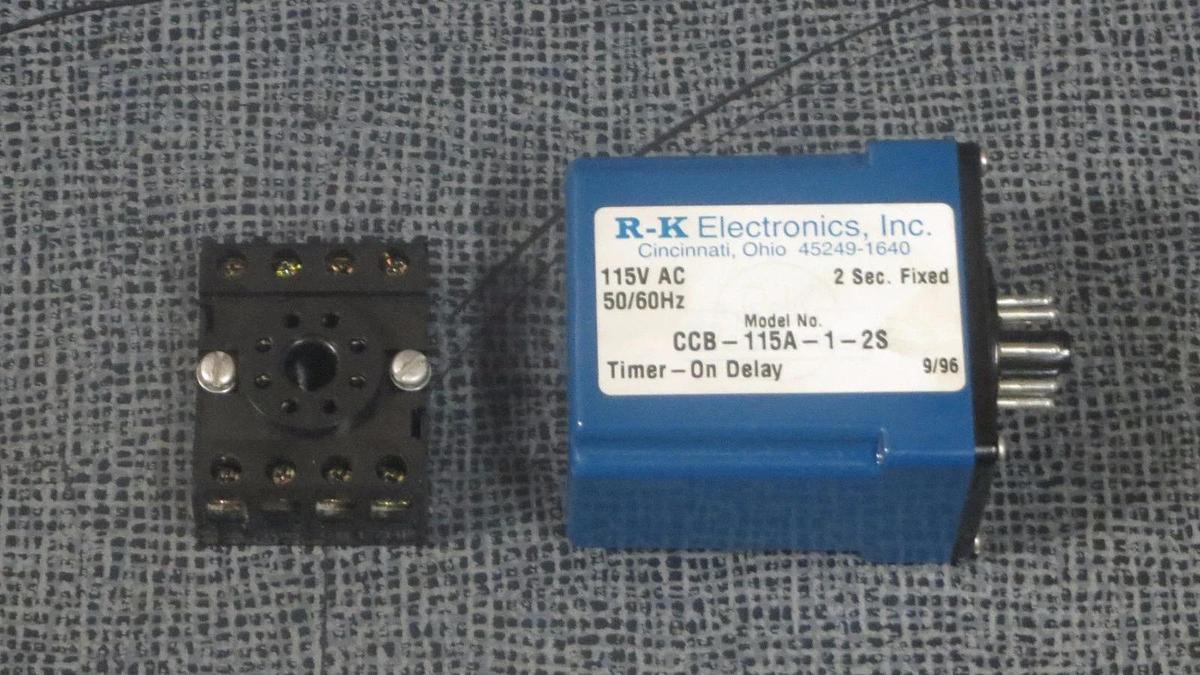 Used R-K ELECTRONICS TIMER WITH SOCKET 115 VAC 2 SECOND FIXED MODEL CCB-115A-1-2S