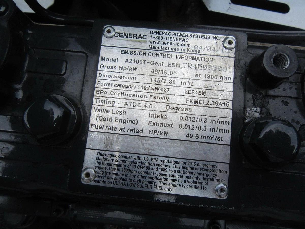 Used 2015 30 KW DIESEL GENERATOR GENERAC 120/240 VOLT SINGLE PHASE 501 HOURS VIDEO