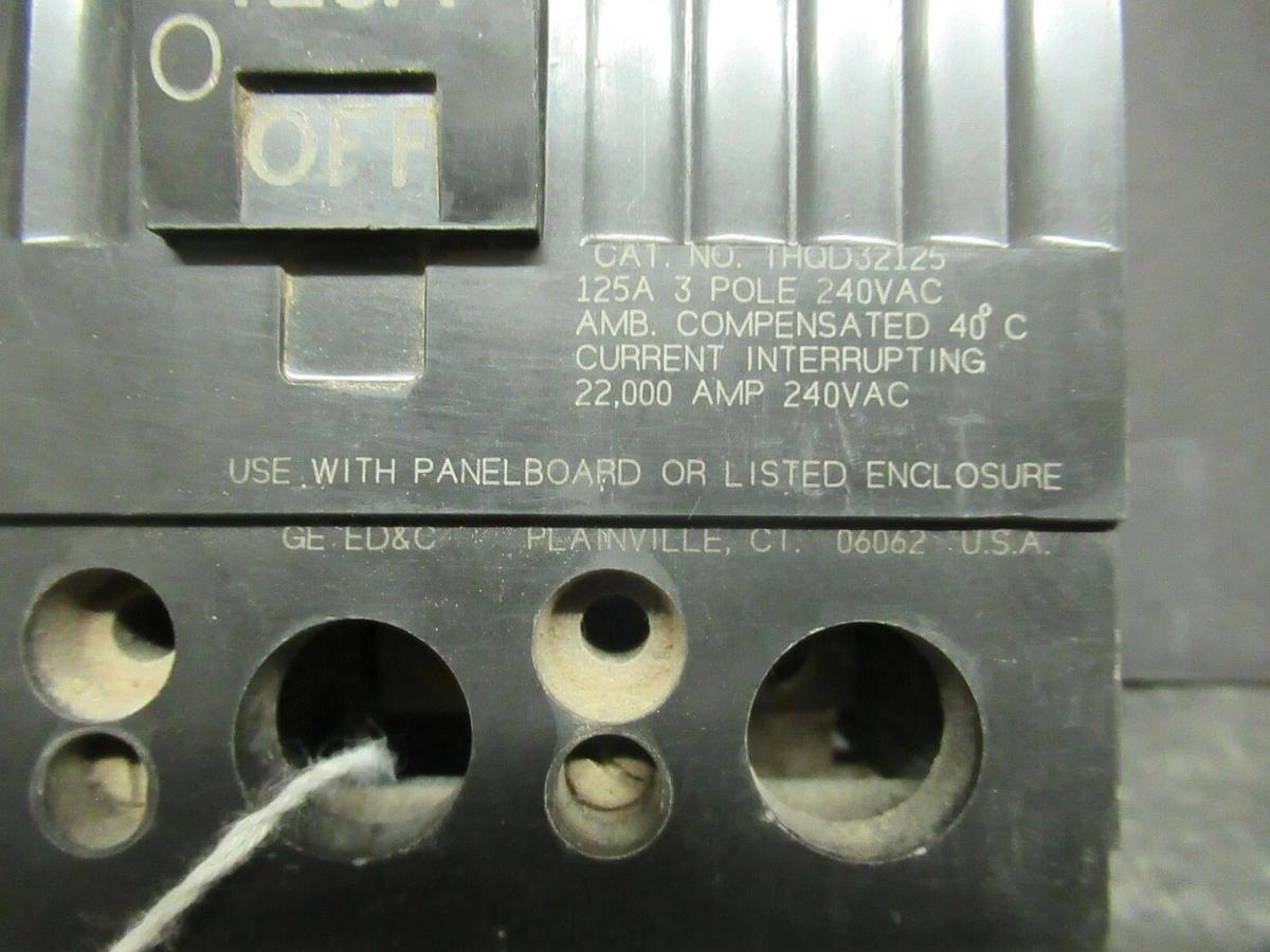 Used 125 AMP GENERAL ELECTRIC BREAKER TAQD32125 3 POLE 240 VAC **WARRANTY INCLUDED**