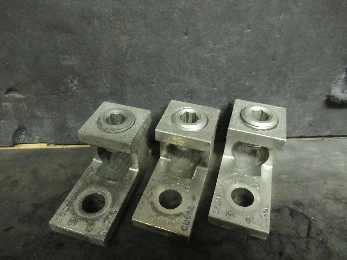 Used (3) QTY CMC AB-350 1 SINGLE BARREL MECHANICAL CONNECTOR LUGS TAP 350 MCM - 6