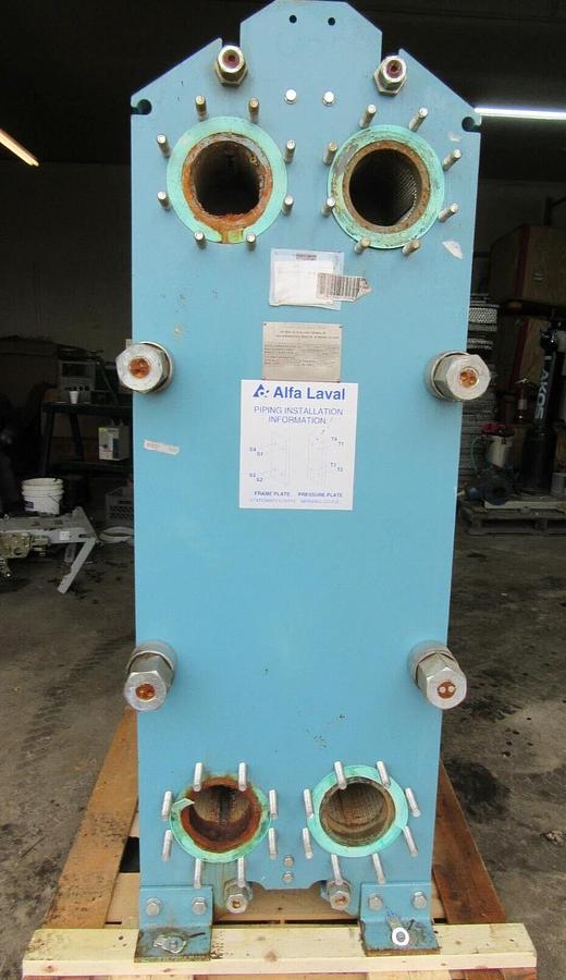 Used 687 SQ FT ALFA LAVAL PLATE AND FRAME HEAT EXCHANGER M15-BFG 105 PLATES MFG 1996