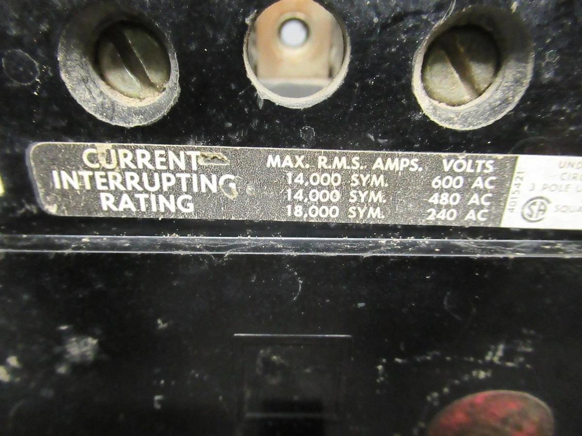 Used SQUARE D BREAKER FAL36020 20A 600VAC 3 POLE W/ BOTTOM LUGS **WARRANTY INCLUDED**