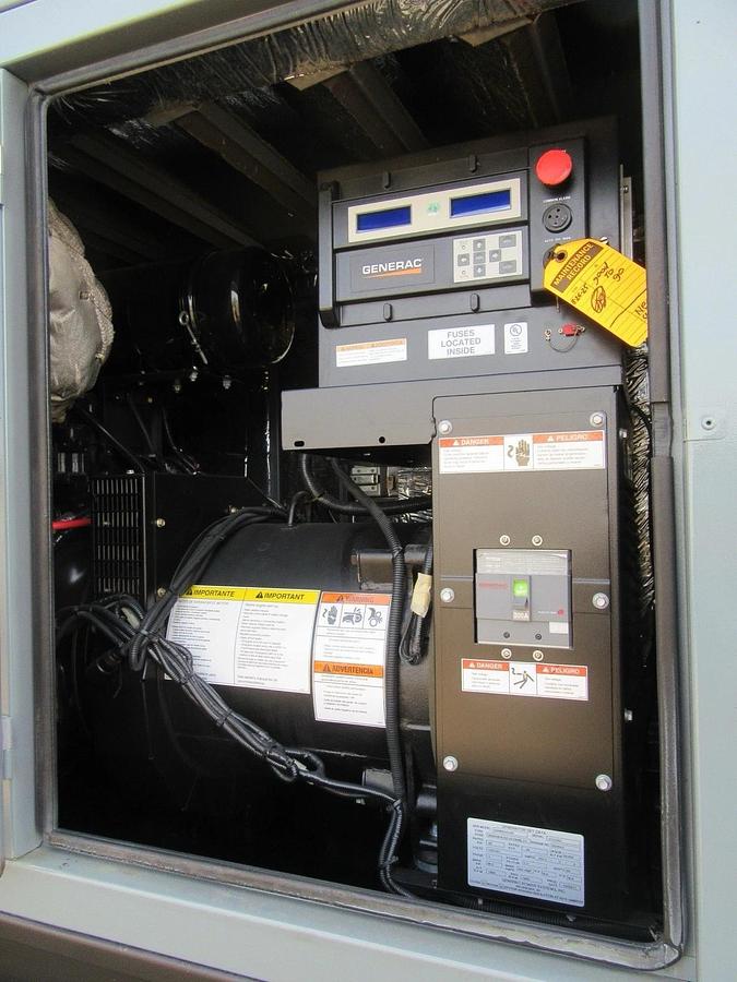 Used 48 KW DIESEL GENERATOR GENERAC 120/240 VOLT 393 HRS SOUND ENCLOSED VIDEO 50 KW
