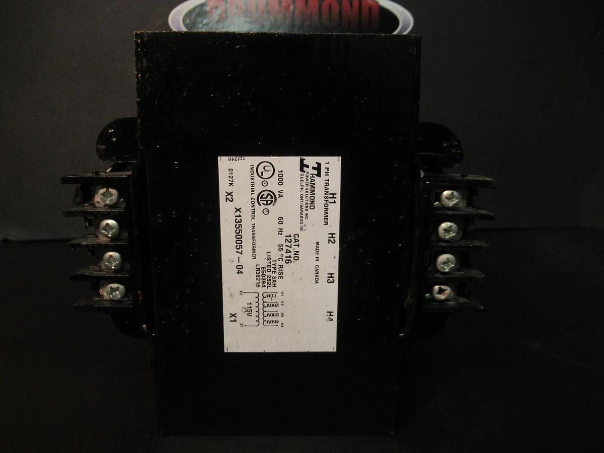 Used 1 KVA (1000 VA) HAMMOND TRANSFORMER 127416 X1355057-04 240/480 VOLT 60HZ