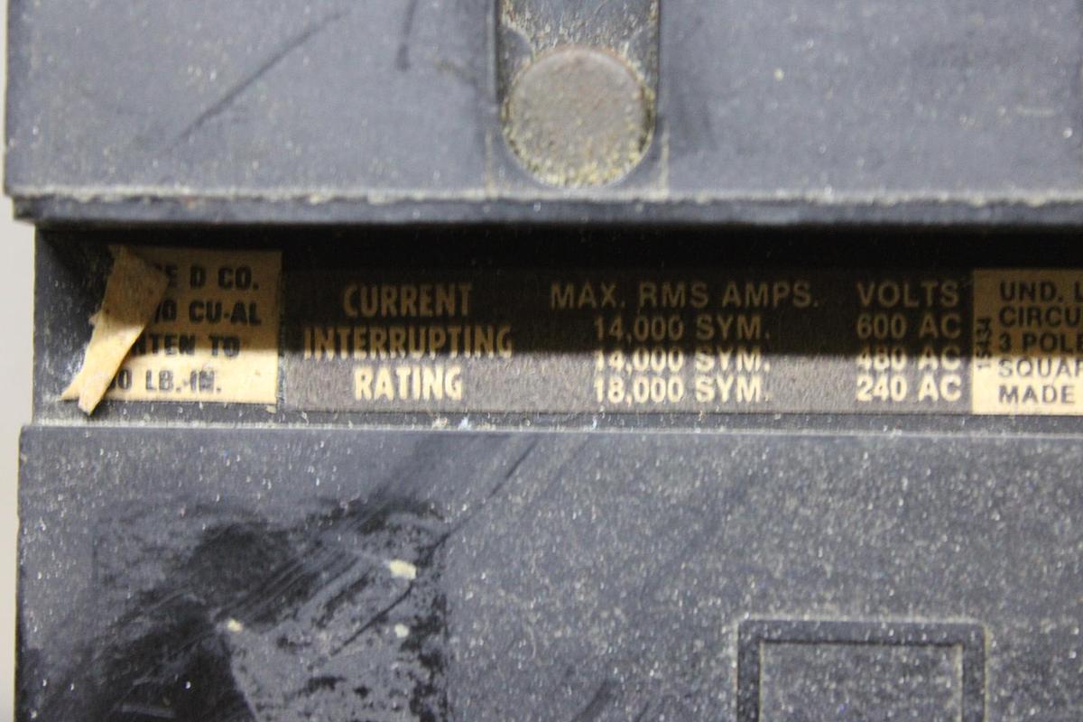 Used SQUARE D I-LINE CIRCUIT BREAKER FA34090 90 AMP 480 VAC 3-POLE