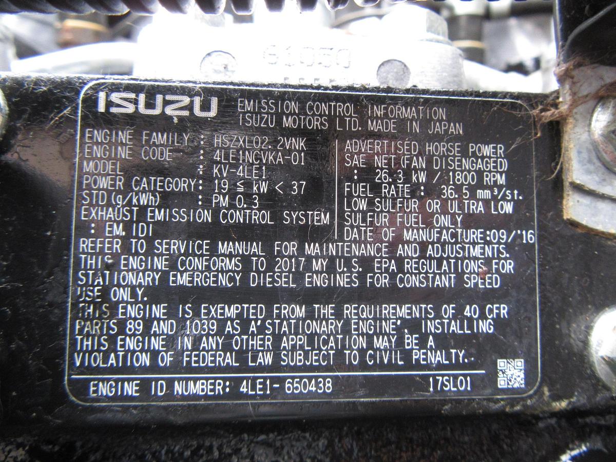 Used 20 KW DIESEL GENERATOR MTU 120/240 V 4LE1 ISUZU SOUND ENCLOSED 299 HRS VIDEO